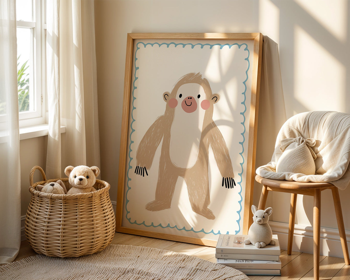 Poster Kinderzimmer Faultier · Süßes Tierposter · Lustiger Dschungelfreund · Sanfte Farben · Geschenkidee für Kinder · Deko Print ohne Rahmen-2