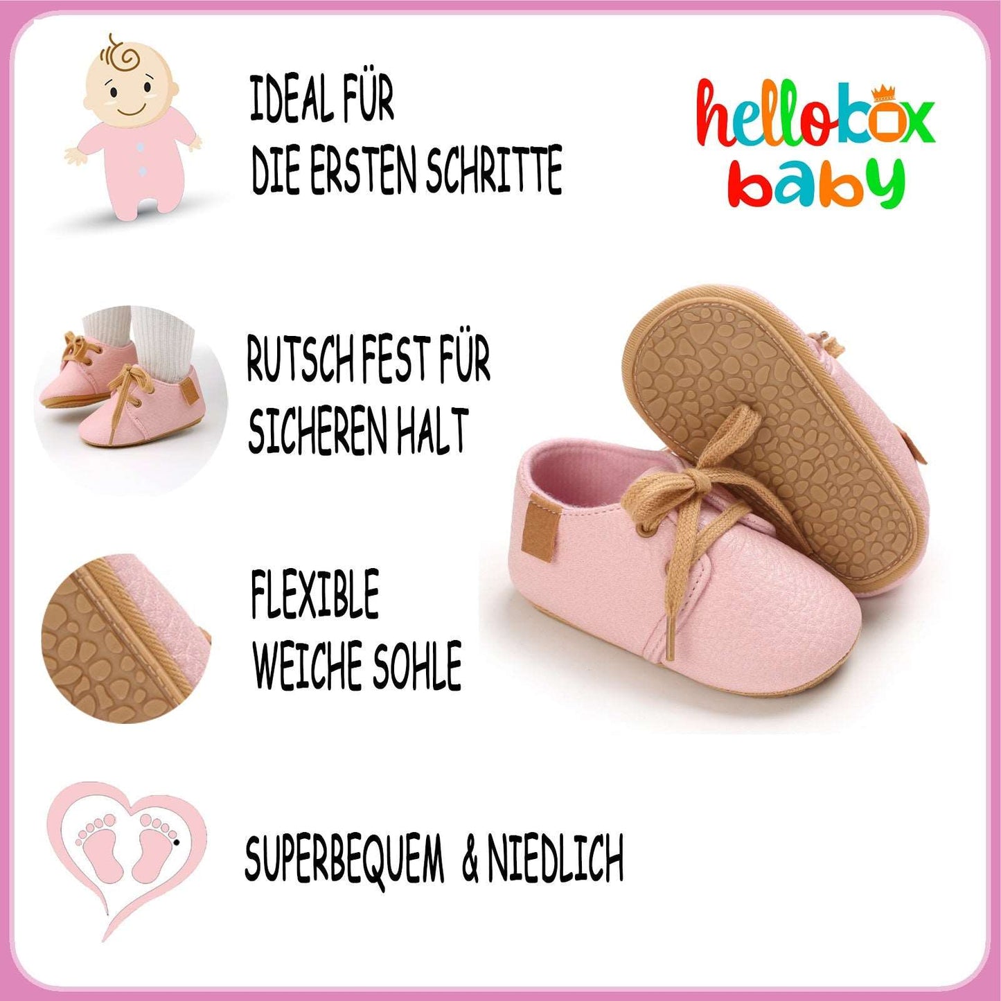 HelloBox Baby Geschenkset zur Geburt für Mädchen – Strampler, Decke & Lauflernschuhe