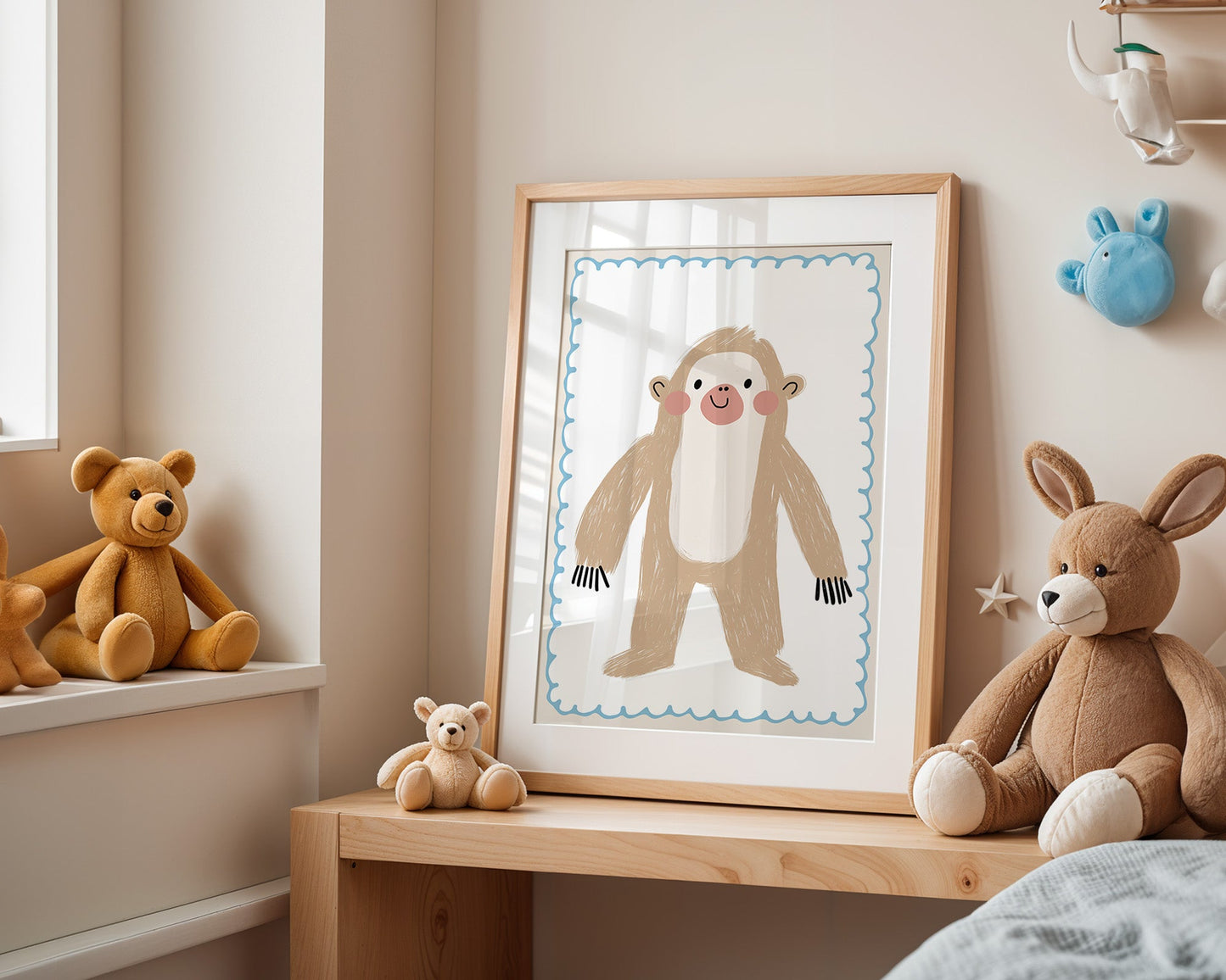 Poster Kinderzimmer Faultier · Süßes Tierposter · Lustiger Dschungelfreund · Sanfte Farben · Geschenkidee für Kinder · Deko Print ohne Rahmen-3