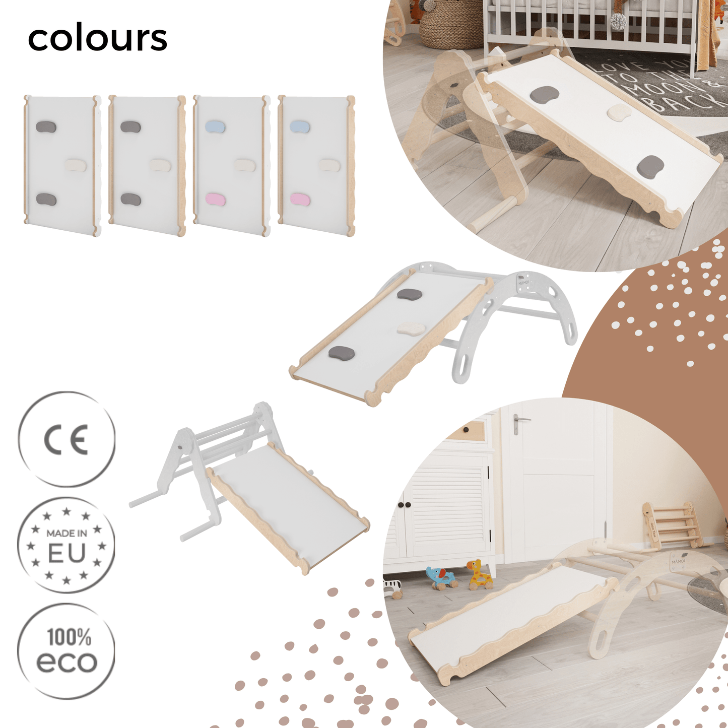 MAMOI® Wooden slide for climbing frame, Indoor baby gym accessories for kids, Small and big toddler slide for climbing triangle, Outdoor child's slides for garden, Childrens montessori toys-5