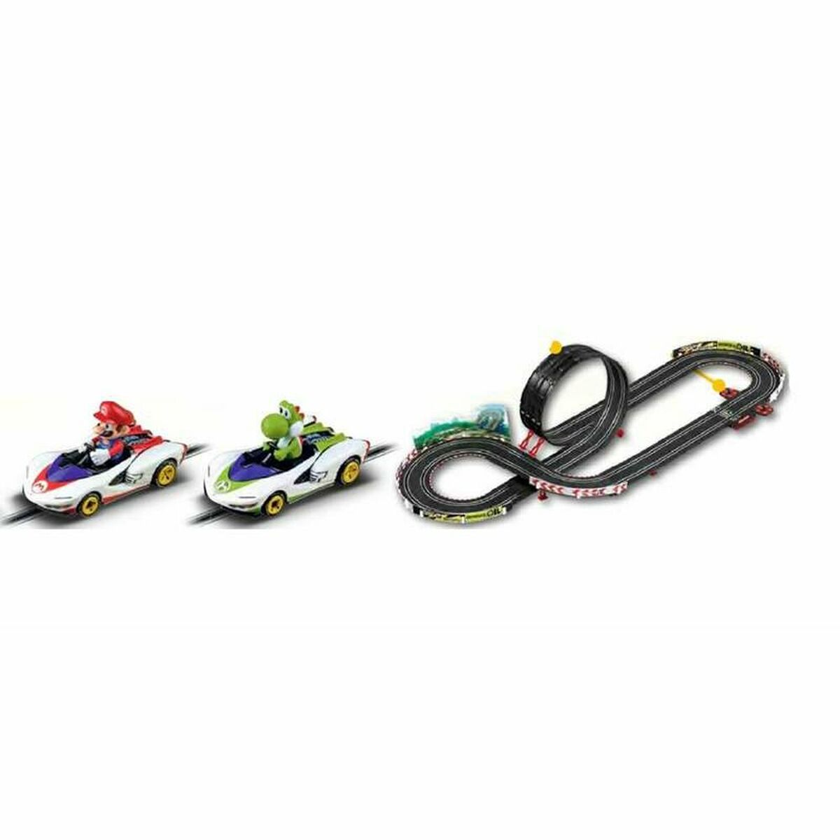 Carrera GO!!! Nintendo Mario Kart P-Wing Slotcar-Rennbahn – 4,9 m Strecke mit Mario & Yoshi Autos | Maßstab 1:43 | Ab 6 Jahren