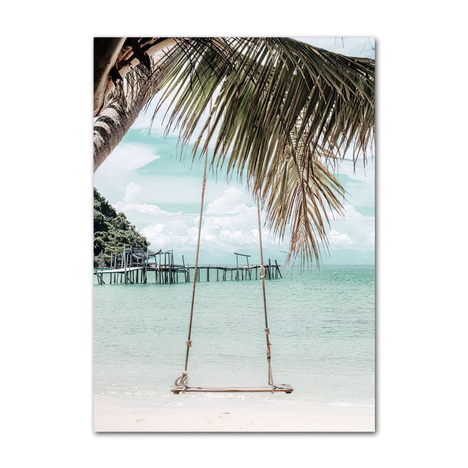 Poster Surfbrett Strand Buggy Palmen Meer I Wandbilder Wohnzimmer & Schlafzimmer I Wand Deko I Kunst Druck I ohne Rahmen-2