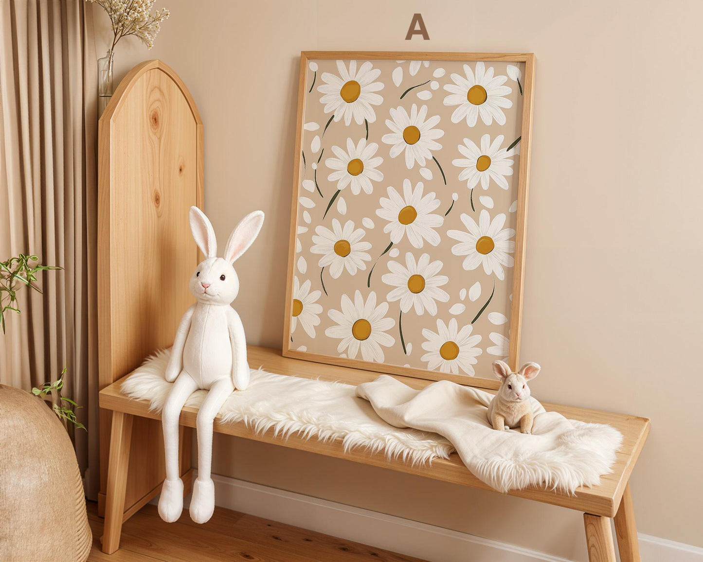 süße Hasen Poster Kinderzimmer · Geschenkidee für Kinder · Babyzimmer Deko · Modern Abstrakt Minimalistisch neutral ·Deko Print ohne Rahmen-2