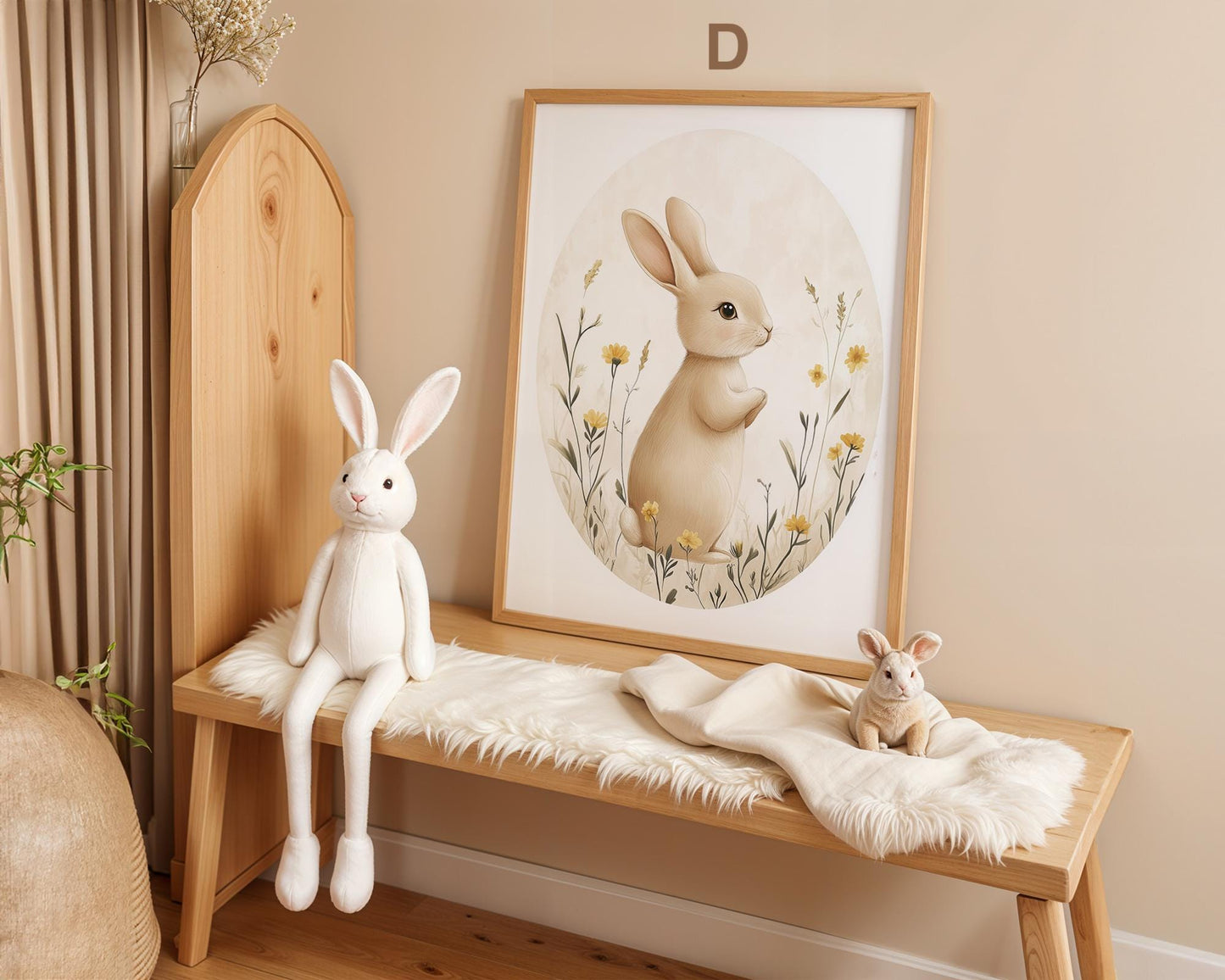 süße Hasen Poster Kinderzimmer · Geschenkidee für Kinder · Babyzimmer Deko · Modern Abstrakt Minimalistisch neutral ·Deko Print ohne Rahmen-5