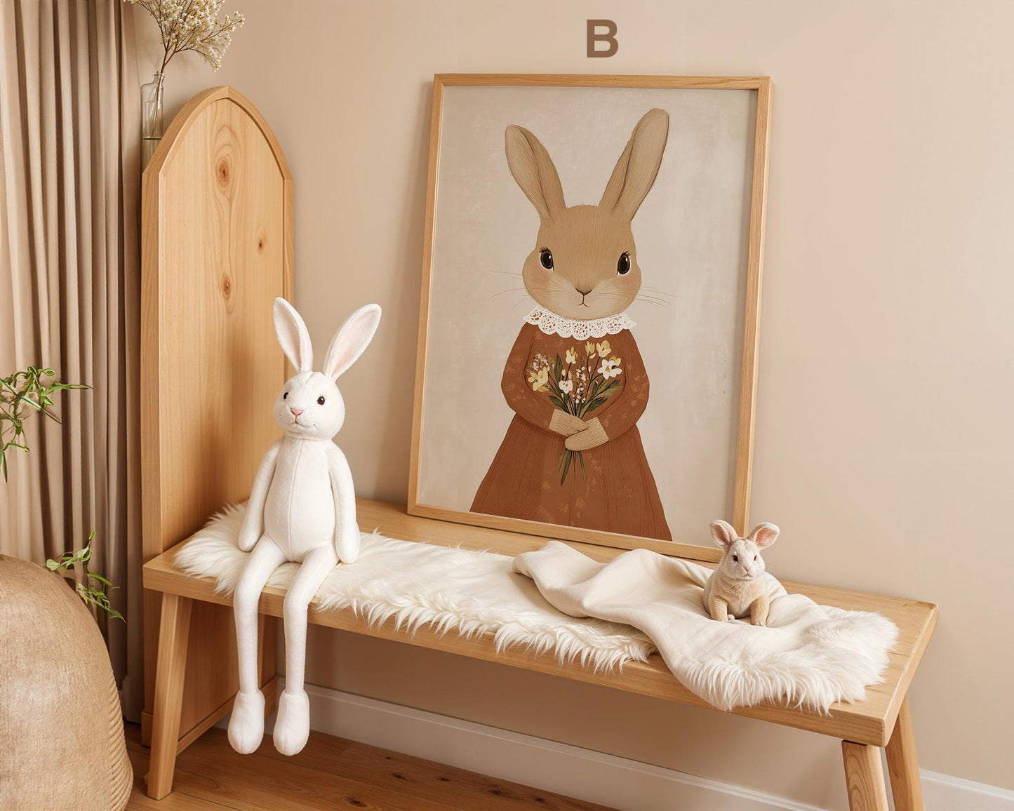 süße Hasen Poster Kinderzimmer · Geschenkidee für Kinder · Babyzimmer Deko · Modern Abstrakt Minimalistisch neutral ·Deko Print ohne Rahmen-3