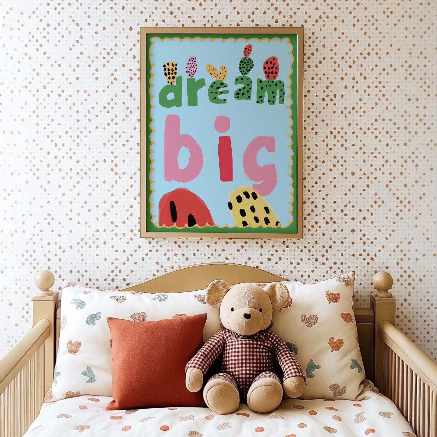 Poster Kinderzimmer · Dream Big Spruchposter · Motivierende Wanddeko in bunten Farben · Mut & Fantasie fürs Kinderzimmer · Ohne Rahmen-4