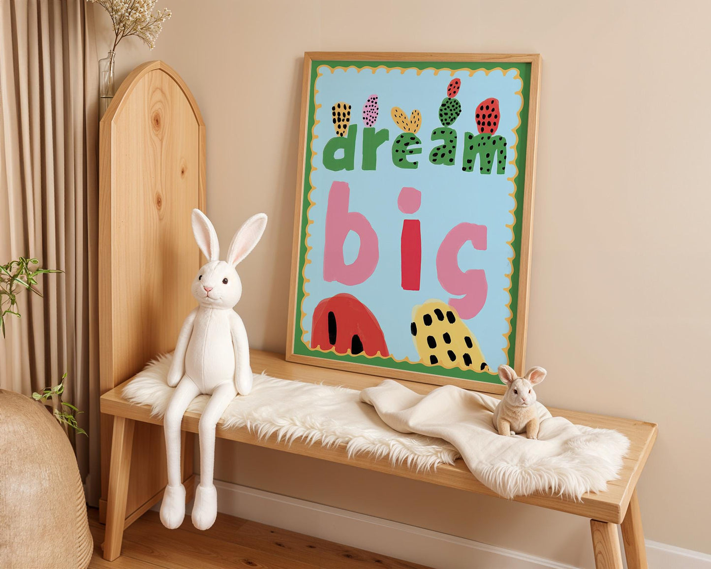 Poster Kinderzimmer · Dream Big Spruchposter · Motivierende Wanddeko in bunten Farben · Mut & Fantasie fürs Kinderzimmer · Ohne Rahmen-3