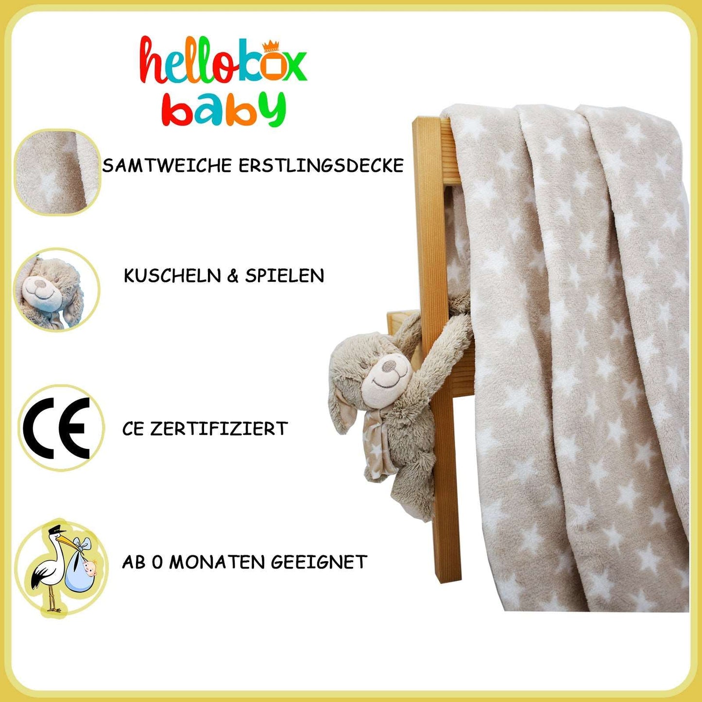 Hellobox Baby Geschenkset zur Geburt oder Taufe – Für Mädchen oder Jungen (0–6 Monate)