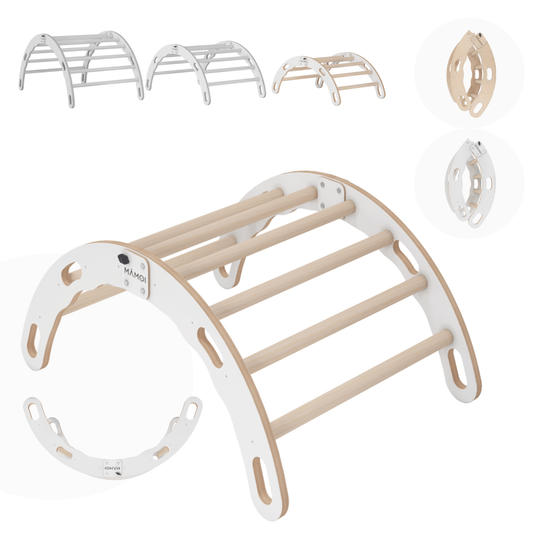 MAMOI® Indoor climbing frame for toddlers, Wooden baby gym, Play gym rocker toys made of wood for toddler, Rockers montessori climbing frame age 1-3-0