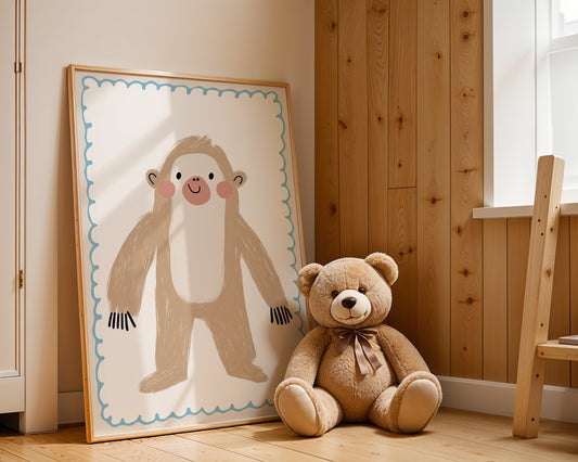 Poster Kinderzimmer Faultier · Süßes Tierposter · Lustiger Dschungelfreund · Sanfte Farben · Geschenkidee für Kinder · Deko Print ohne Rahmen-1