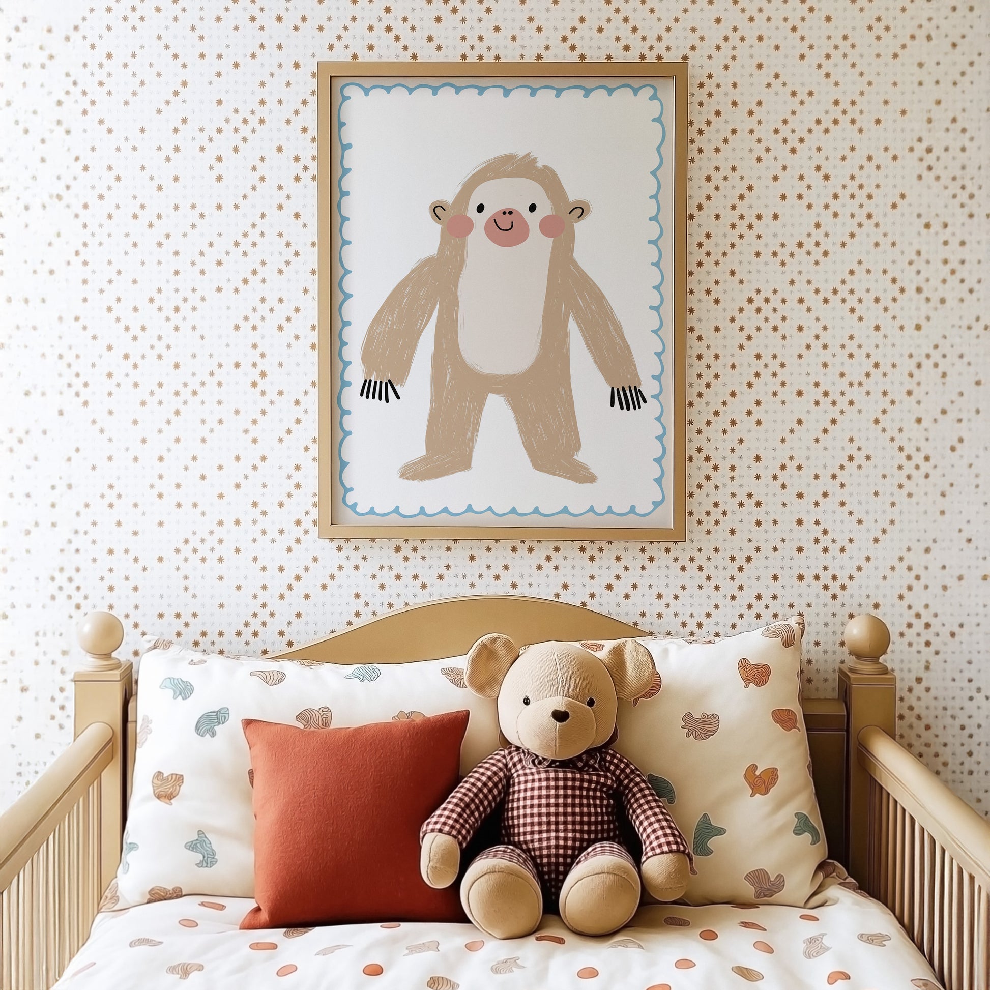 Poster Kinderzimmer Faultier · Süßes Tierposter · Lustiger Dschungelfreund · Sanfte Farben · Geschenkidee für Kinder · Deko Print ohne Rahmen-4