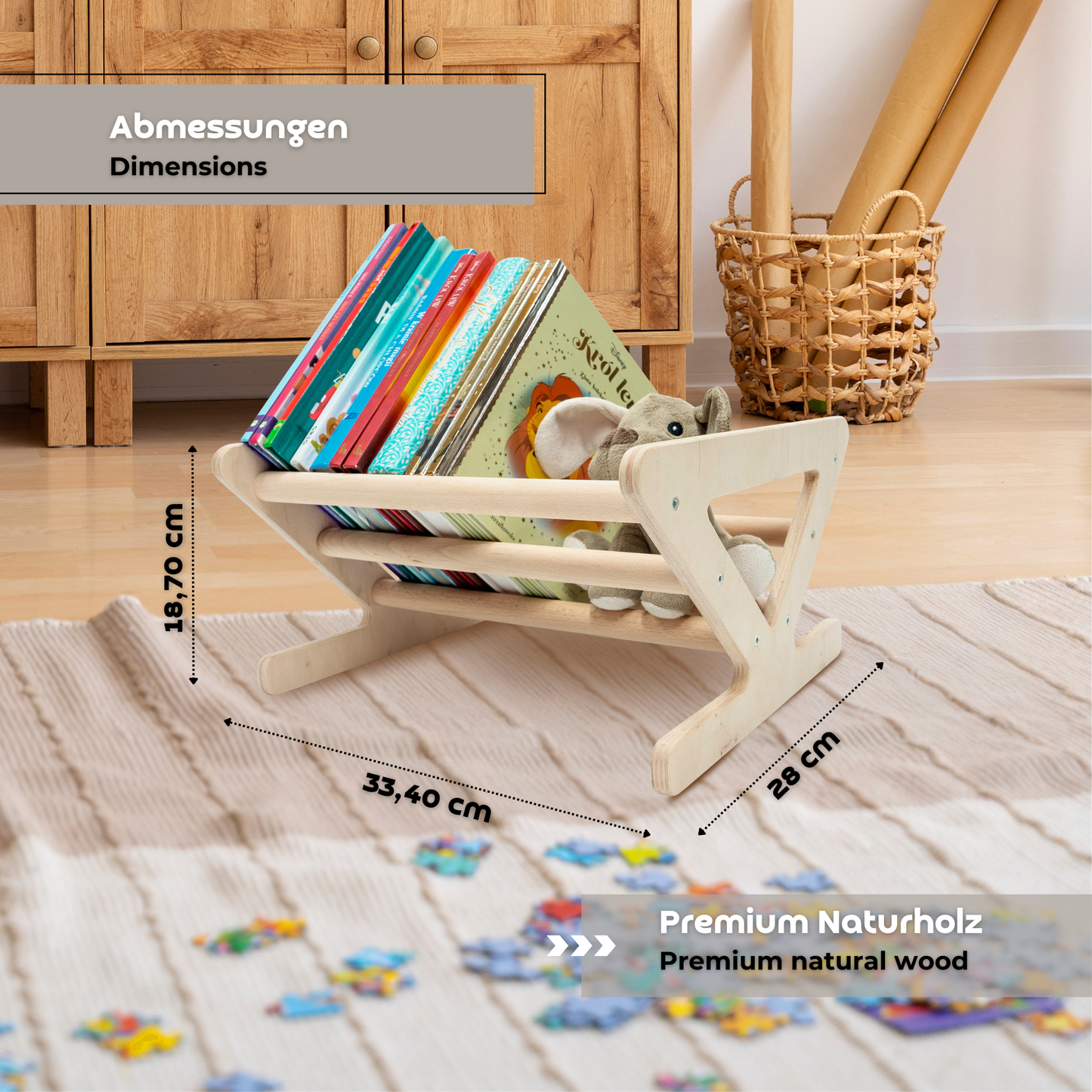 MAMOI® Children's bookcase and cabinet, Small wall bookcase, Bookshelves and children's room furniture, Montessori bookcases for children-2