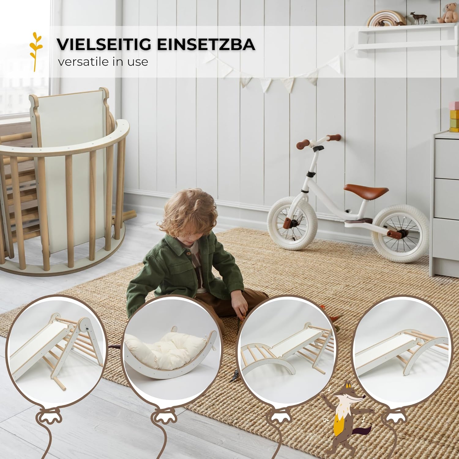 MAMOI® Structure d'escalade Triangle d'escalade Indoor 4 en 1 SET. Arche d'escalade Montessori avec coussin, aire de jeux intérieure 1-3 ans et toboggan pour enfants.-3