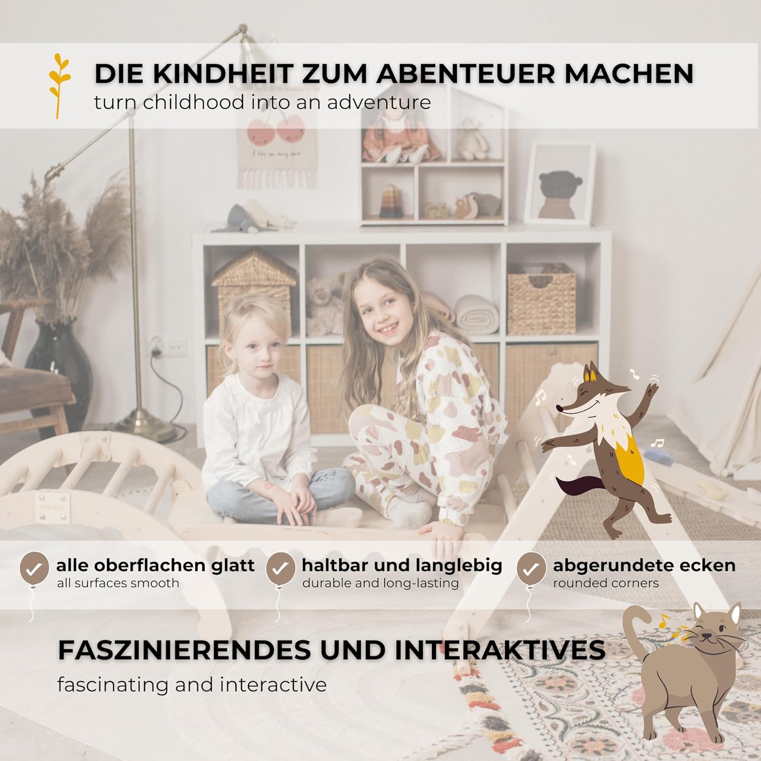 MAMOI® Structure d'escalade Triangle d'escalade Indoor 4 en 1 SET. Arche d'escalade Montessori avec coussin, aire de jeux intérieure 1-3 ans et toboggan pour enfants.-4