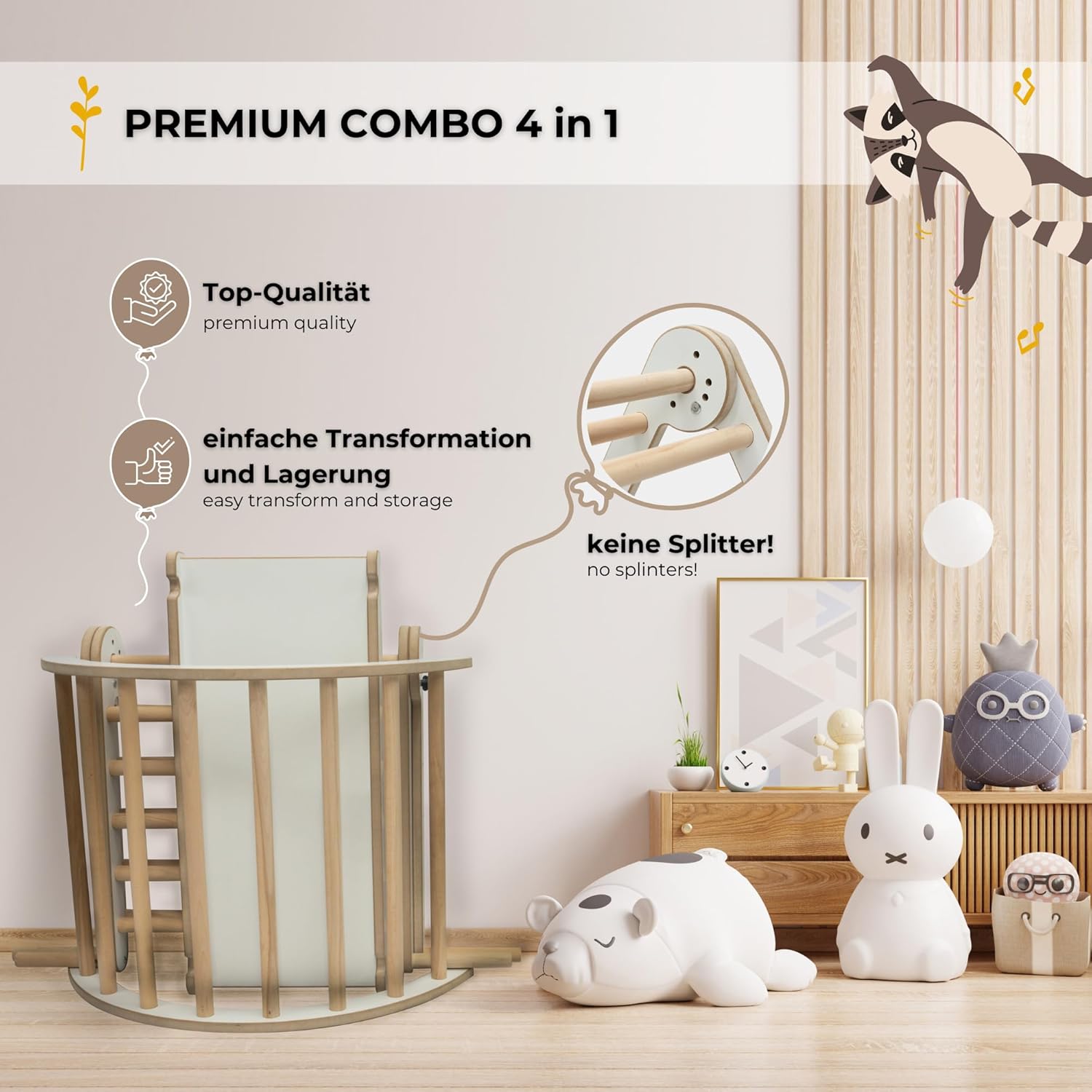 MAMOI® Structure d'escalade Triangle d'escalade Indoor 4 en 1 SET. Arche d'escalade Montessori avec coussin, aire de jeux intérieure 1-3 ans et toboggan pour enfants.-6