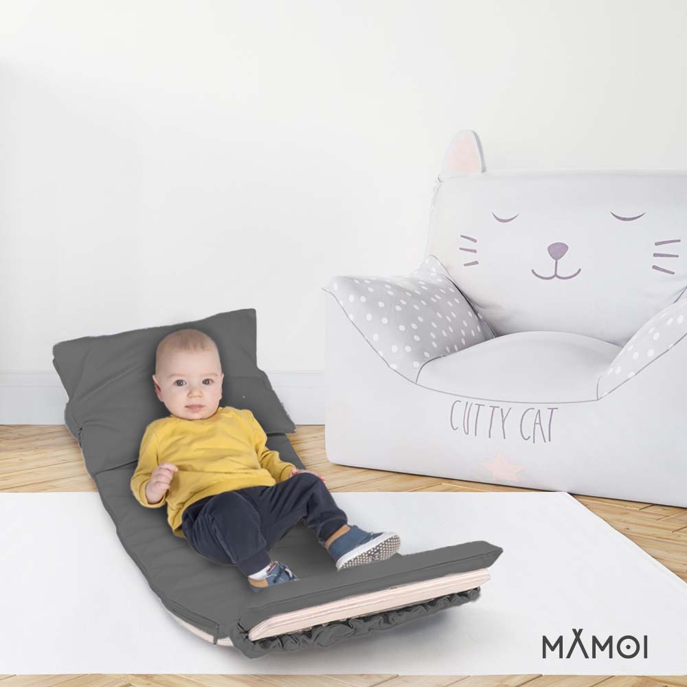 MAMOI® Wooden balance board for kids with grey cushion , Rocker seesaw, Baby balancing games, Toddler balance game, Wobble board, Play equipment for children, montessori sensory toys-4