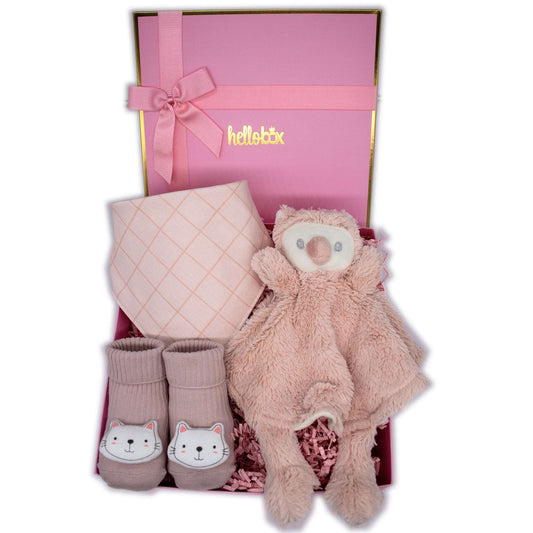 Baby Geschenk zur Geburt Mädchen – Schmusetuch & Rutschfeste Söckchen | Weich & Sicher ab Geburt