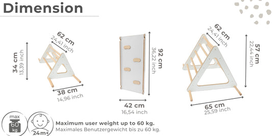 Set: climbing triangle + slide for children | Climbing frame and slide for kids minimalist design | Yarnwood triangle for toddlers with slide 100% ECO | Made in EU-1