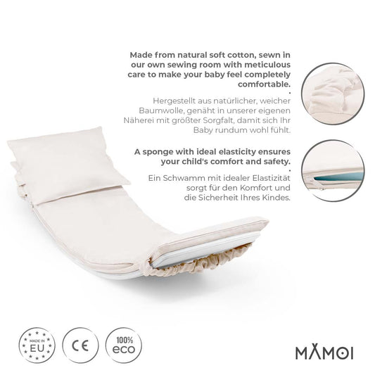 MAMOI® Beige Pillow for balance board kids, Mat for wobble board kids, Material for wooden balance board, Cushion for balance board toddler, Pillow for kids seesaw-1