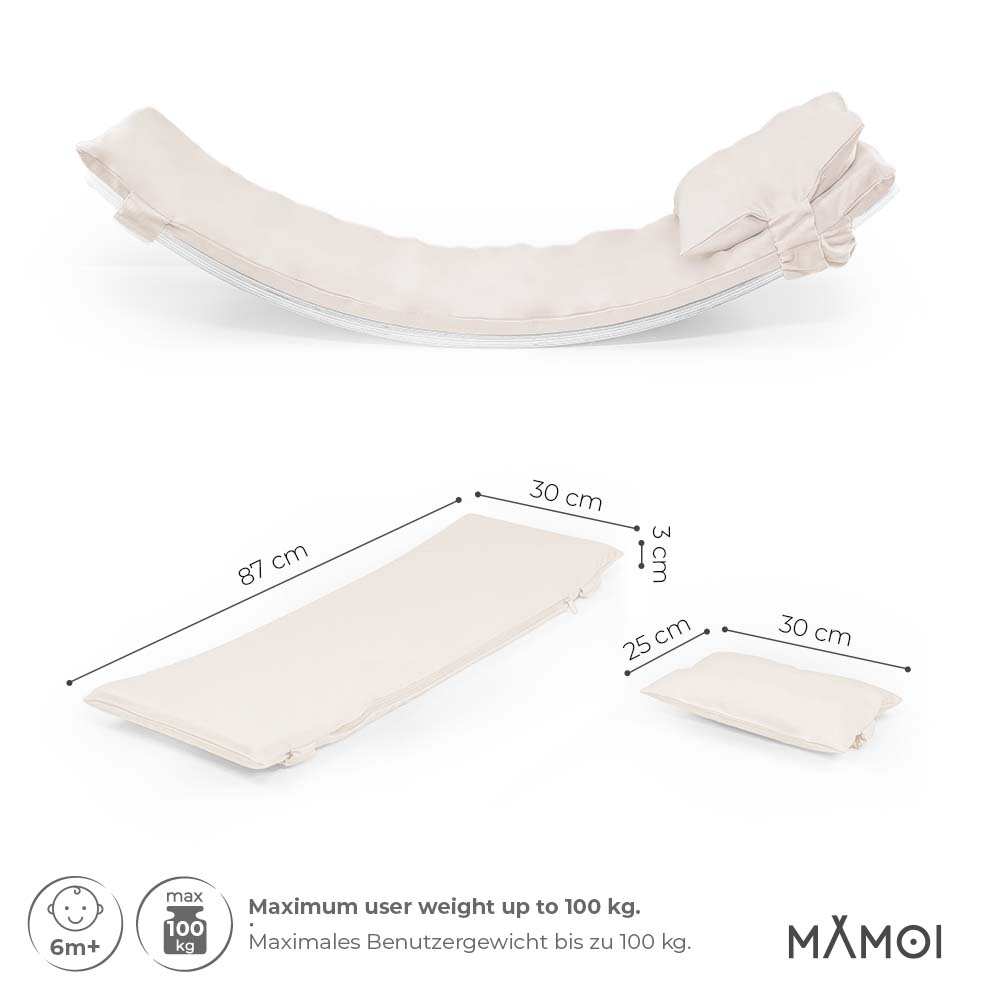 MAMOI® Beige Pillow for balance board kids, Mat for wobble board kids, Material for wooden balance board, Cushion for balance board toddler, Pillow for kids seesaw-2