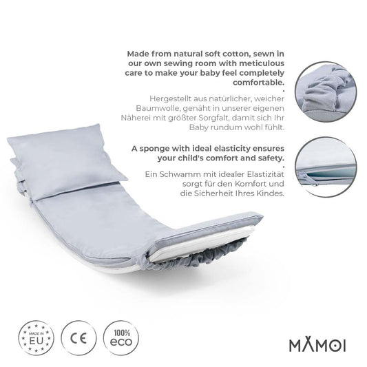 MAMOI® Light grey Pillow for balance board kids, Mat for wobble board kids, Material for wooden balance board, Cushion for balance board toddler, Pillow for kids seesaw-1