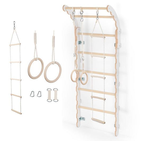 MAMOI® Swedish ladder, Wooden gorilla gym for kids, Indoor baby climbing frame for toddlers, Monkey bars and play gym, Childrens climbing wall, Gymnastics bar and equipment for home-0