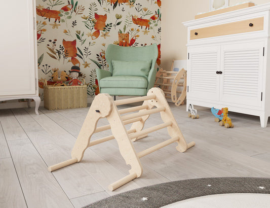 MAMOI® Indoor climbing triangle for kids, Baby climbing frame, Wooden toddler gym for children outside and outdoor, Frames montessori toys for toddlers age 1-3-1
