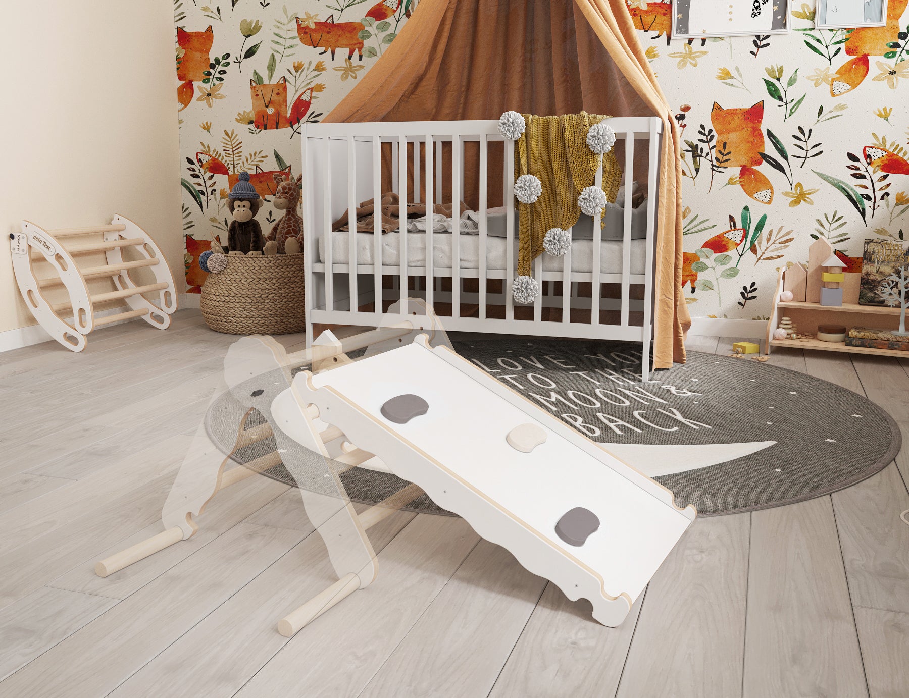 MAMOI® Wooden slide for climbing frame, Indoor baby gym accessories for kids, Small and big toddler slide for climbing triangle, Outdoor child's slides for garden, Childrens montessori toys-1