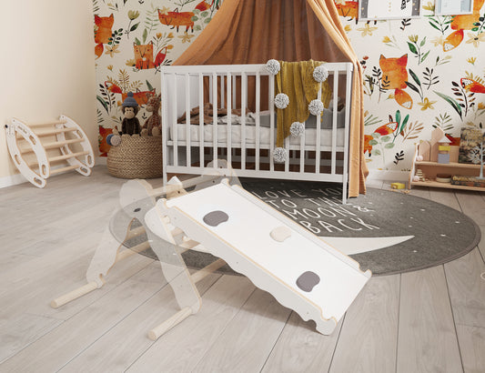 MAMOI® Wooden slide for climbing frame, Indoor baby gym accessories for kids, Small and big toddler slide for climbing triangle, Outdoor child's slides for garden, Childrens montessori toys-1