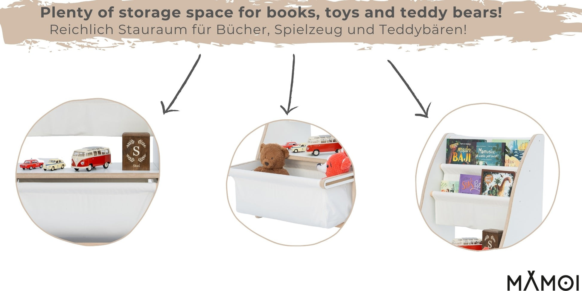 MAMOI® bookshelf for children, book shelf, wall shelf, children's bookshelf, book box for children's room, wooden book bench, children's furniture for small children-2