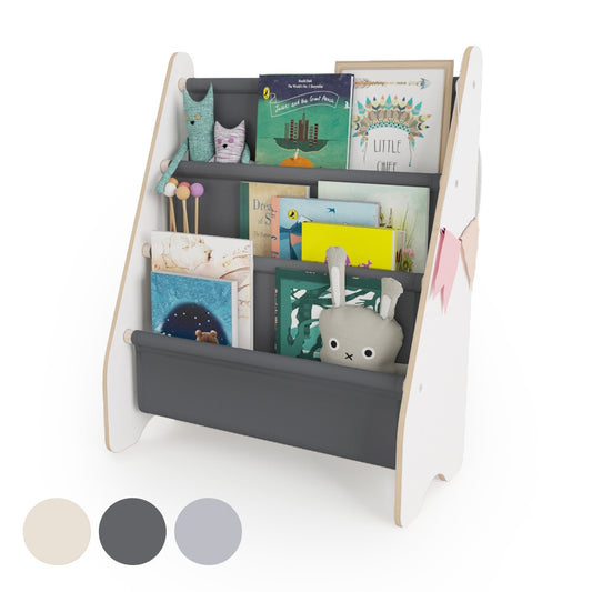 MAMOI® Book shelf for kids Grey, Bookcase for childrens room, Small bookshelf for toddler, Child bookcases and shelves, Wall stand storage and furniture for bedroom-0