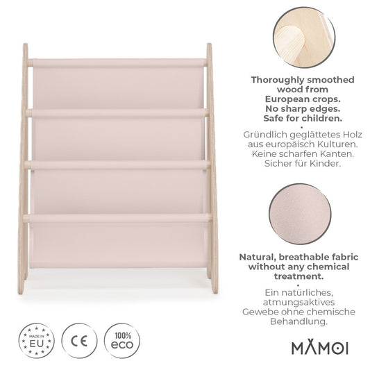 MAMOI® Book shelf for kids Beige, Bookcase for childrens room, Small bookshelf for toddler, Child bookcases and shelves, Wall stand storage and furniture for bedroom-1