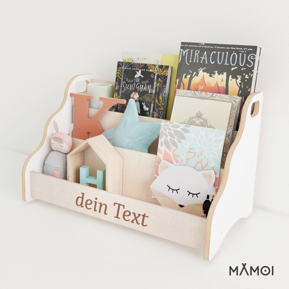 MAMOI® Personalised book shelf for kids, Bookcase with name embroidered for childrens room, Small bookshelf for toddler, Child bookcases and shelves, Wall stand storage and furniture for bedroom-5