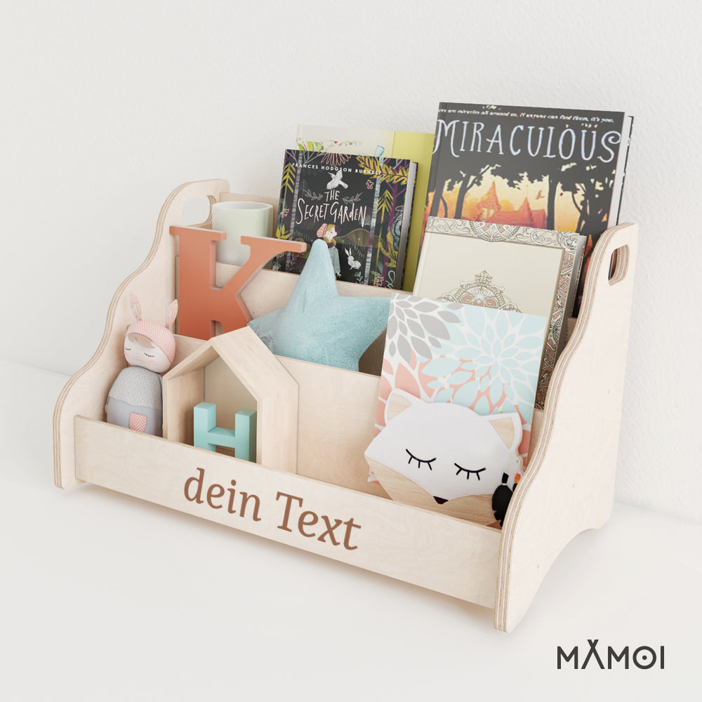 MAMOI® Personalised book shelf for kids, Bookcase with name embroidered for childrens room, Small bookshelf for toddler, Child bookcases and shelves, Wall stand storage and furniture for bedroom-5