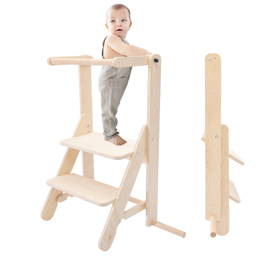 MAMOI® Learning toddler tower, Foldable kitchen helper stand for toddlers, Folding step stool for kids, Table and chair furniture, montessori steps for children 1+ / 2 year old-0