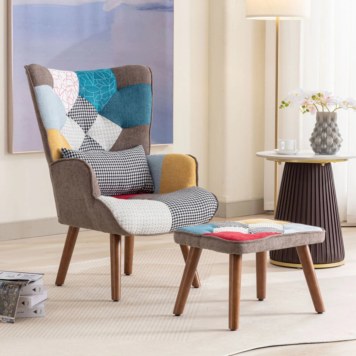 Modern Accent Chair with Matching Footstool – Stylish & Comfortable Seating for Your Home