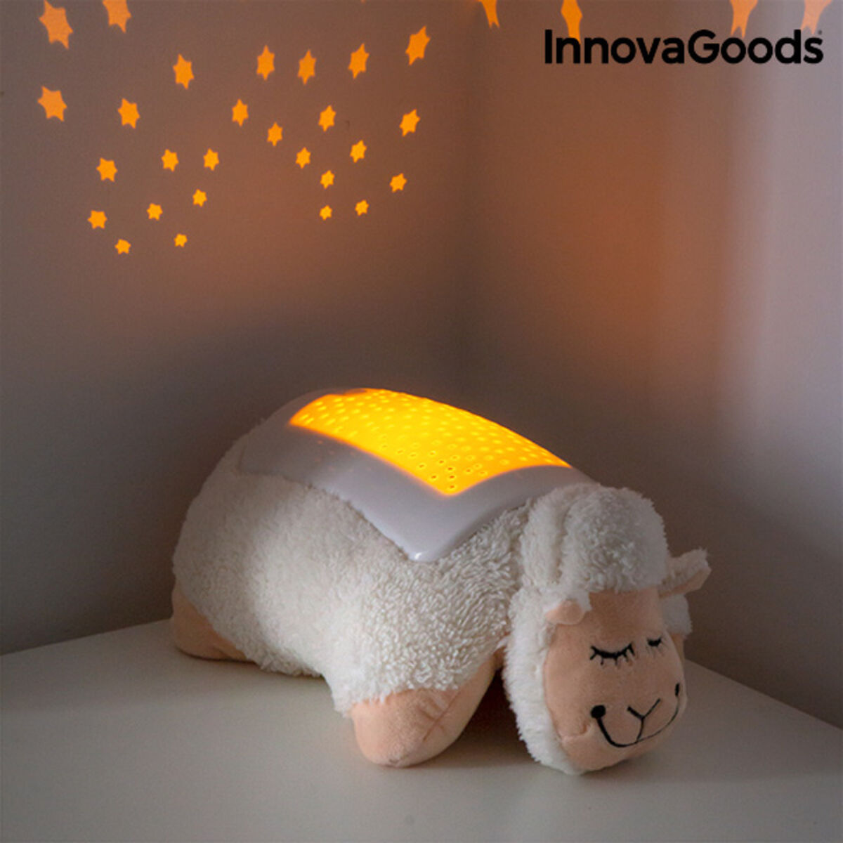InnovaGoods® Plüsch-Schaf Sternenprojektor – Weiches Nachtlicht für Kinder