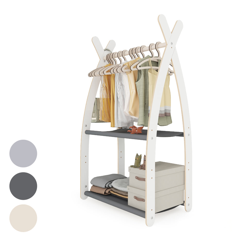 MAMOI® Children clothes rail Grey 53x95x32cm | Dressing up rail for kids made of Yarnwood | Baby wardrobe clothes storage modern design | Baby accessories | 100% ECO | MADE in EU-0