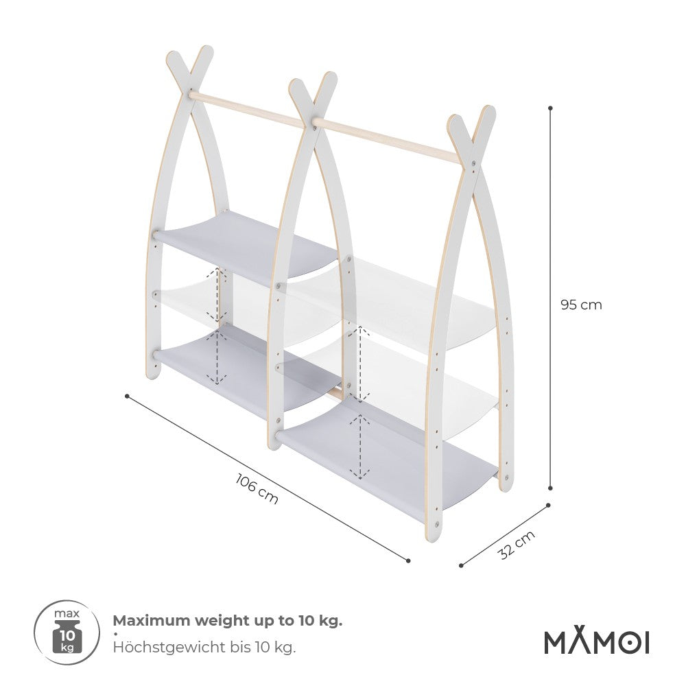 MAMOI® Children clothes rail Beige 95x106x32cm | Dressing up rail for kids made of Yarnwood | Baby wardrobe clothes storage modern design | Baby accessories | 100% ECO | MADE in EU-2