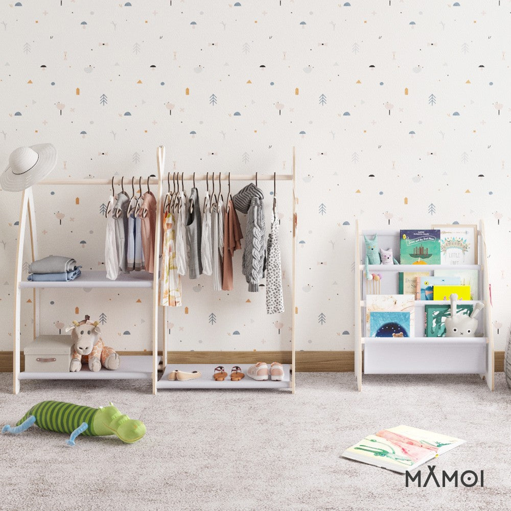 MAMOI® Children clothes rail Beige 95x106x32cm | Dressing up rail for kids made of Yarnwood | Baby wardrobe clothes storage modern design | Baby accessories | 100% ECO | MADE in EU-5