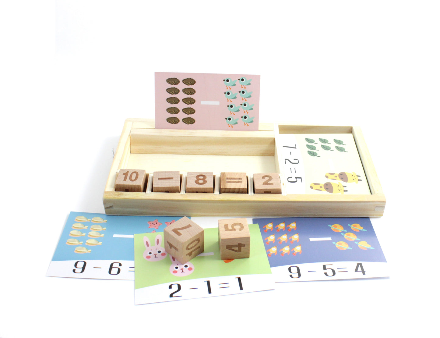 Montessori Holz-Mathe-Lernspiel – Pädagogisches Zähl- und Zahlenlernspiel für Kinder | Umweltfreundliches STEM-Aktivitätsset