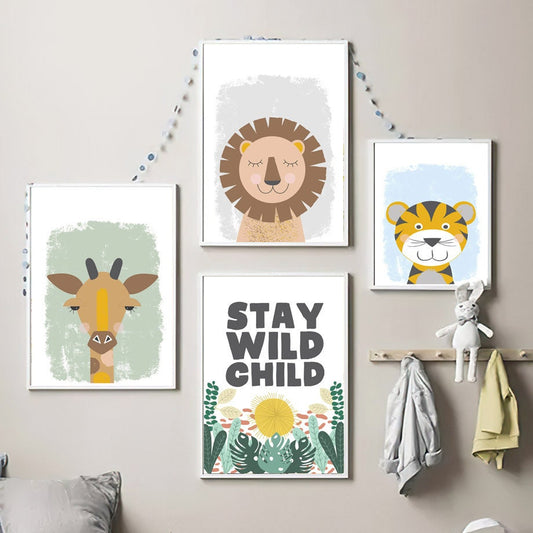 Poster Kinderzimmer Dschungel Tiere Alphabet I Kinderzimmer Bilder I Wand Deko I Kunst Druck I Deko Print I ohne Rahmen-1