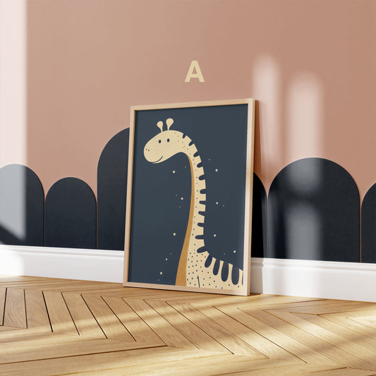 Dino Poster Kinderzimmer Bilder · Geschenkidee für Kinder · DINOSAURIER · Langhals Dino · Brachiosaurus · Deko Print ohne Rahmen-1