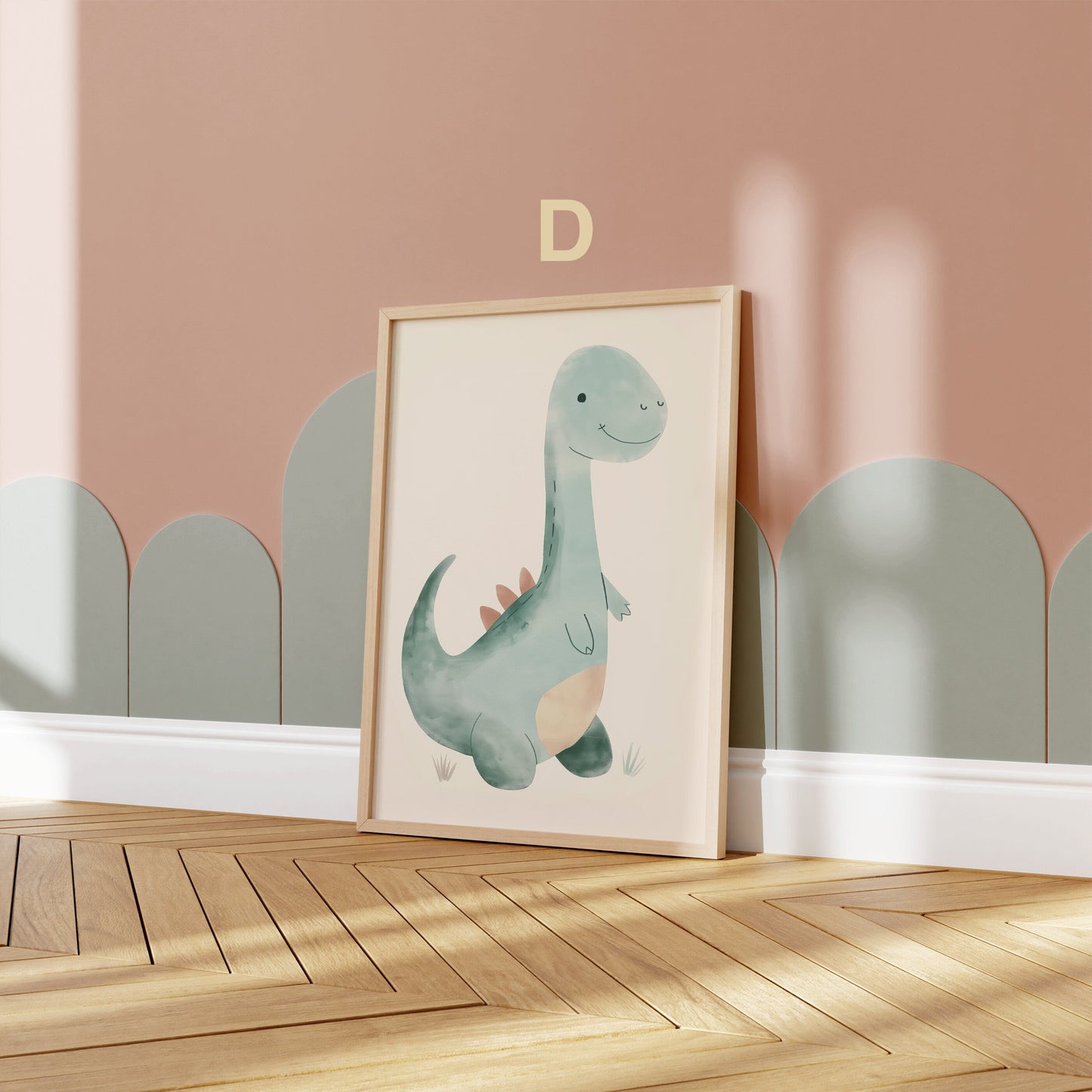 Dino Poster Kinderzimmer Bilder · Geschenkidee für Kinder · DINOSAURIER · Langhals Dino · Brachiosaurus · Deko Print ohne Rahmen-4