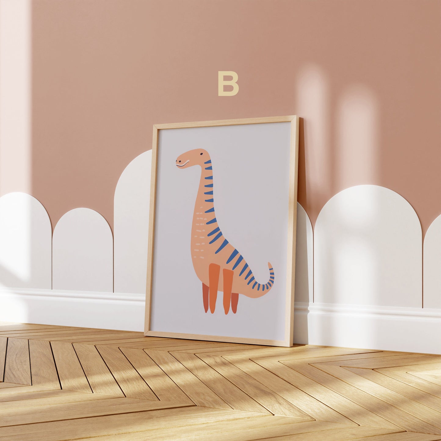 Dino Poster Kinderzimmer Bilder · Geschenkidee für Kinder · DINOSAURIER · Langhals Dino · Brachiosaurus · Deko Print ohne Rahmen-2