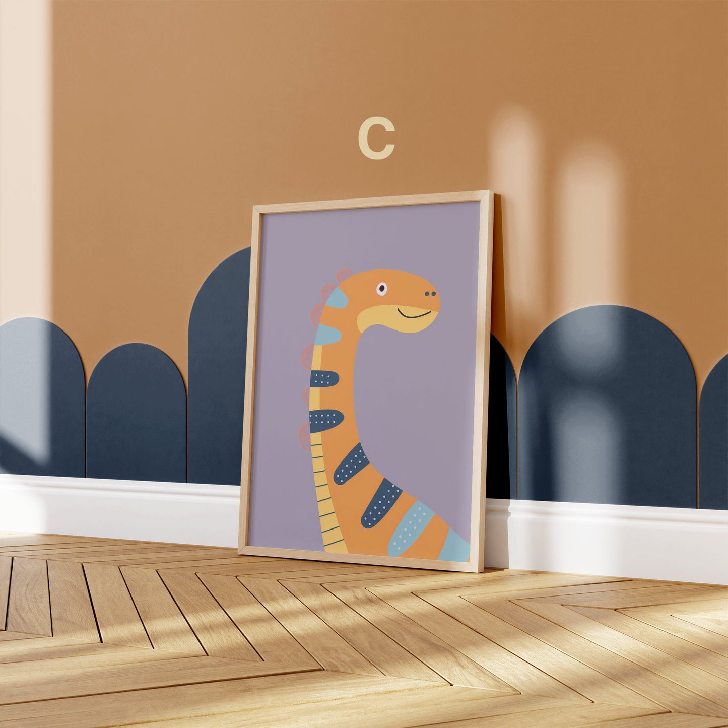 Dino Poster Kinderzimmer Bilder · Geschenkidee für Kinder · DINOSAURIER · Langhals Dino · Brachiosaurus · Deko Print ohne Rahmen-3