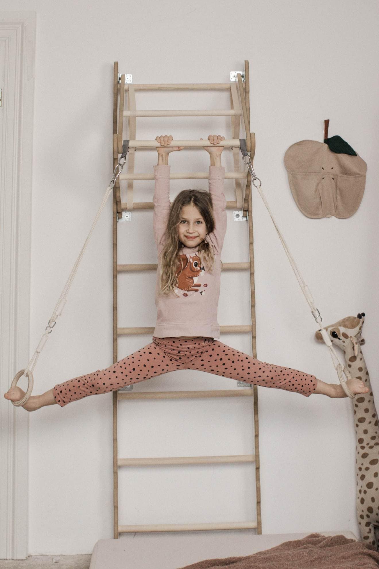 MAMOI® Swedish ladder, Wooden gorilla gym for kids, Indoor baby climbing frame for toddlers, Monkey bars and play gym, Childrens climbing wall, Gymnastics bar and equipment for home-5