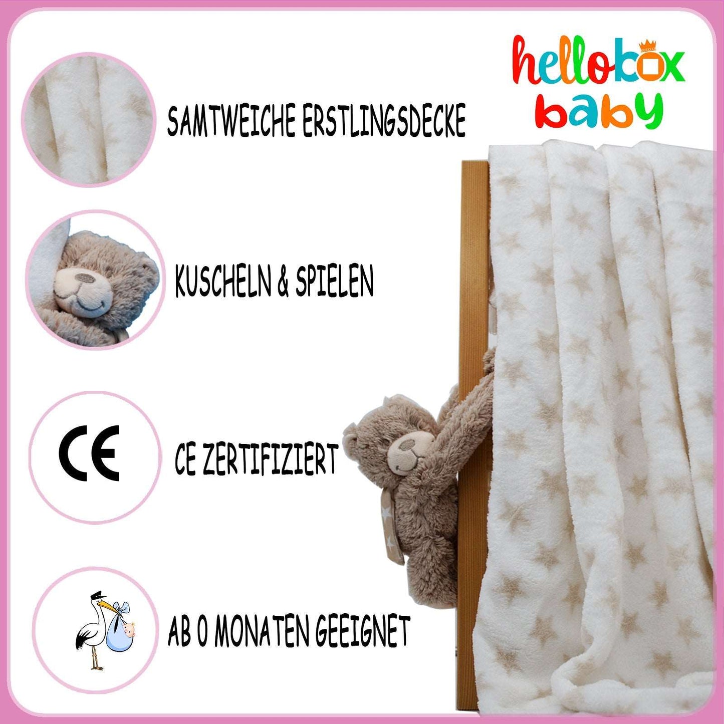 HelloBox Baby Geschenkset zur Geburt für Mädchen – Strampler, Decke & Lauflernschuhe